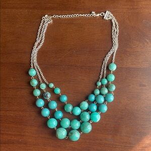 Elegant Silver and Green Beaded Necklace